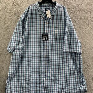 NWT $45 HARBOR BAY Shirt Mens Size 5XLT Button Up Plaid Blue